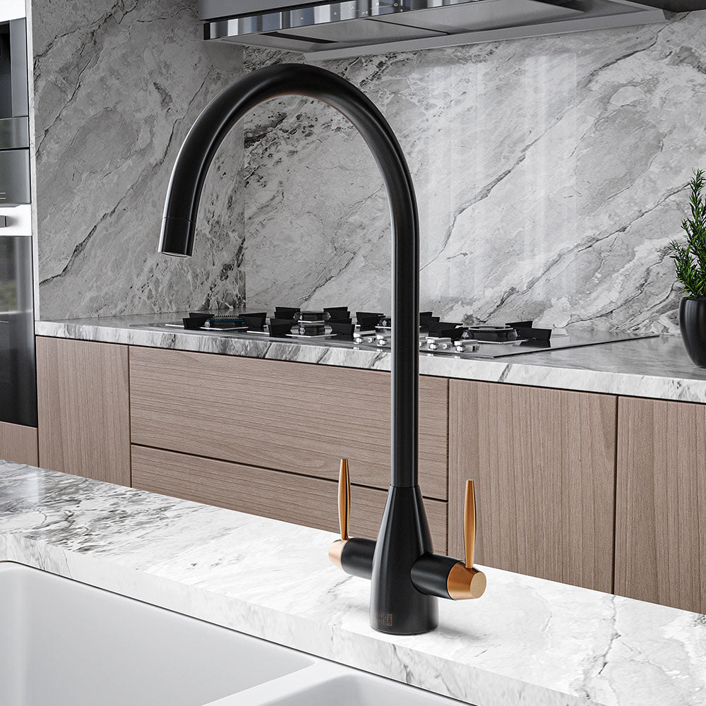 Sort tvillinghåndtag Mono Kitchen Mixer - Image 2