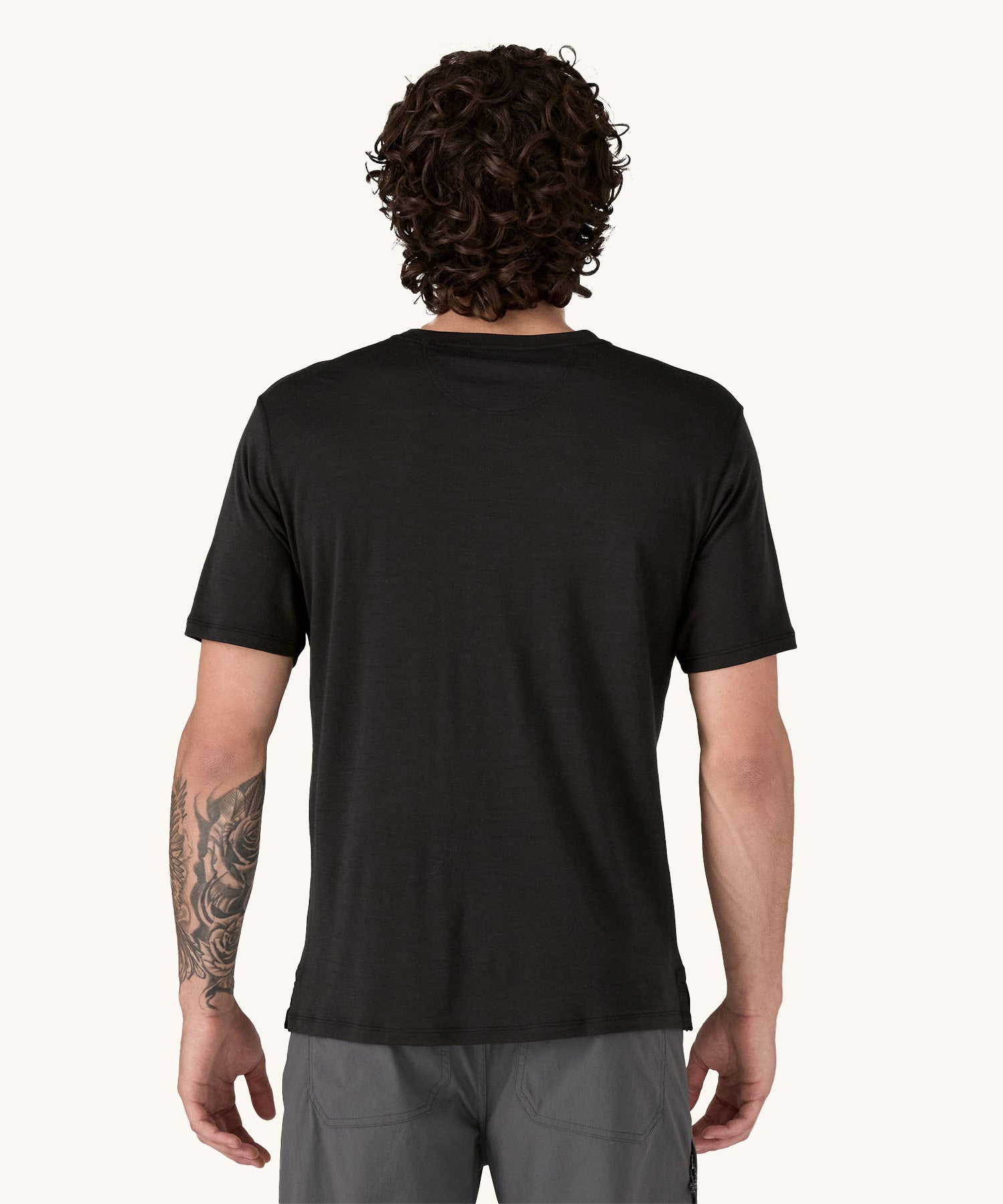 Patagonia herre Capilene Cool Merino Graphic T -Shirt - Heritage Header / Black - Image 3